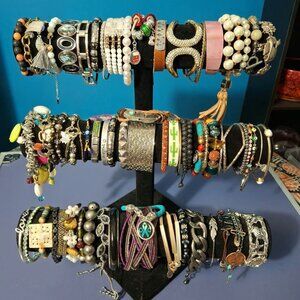 66pc Bracelet Bangle Fashion Costume Jewelry Lot 1 -- Less Than $1/EA
